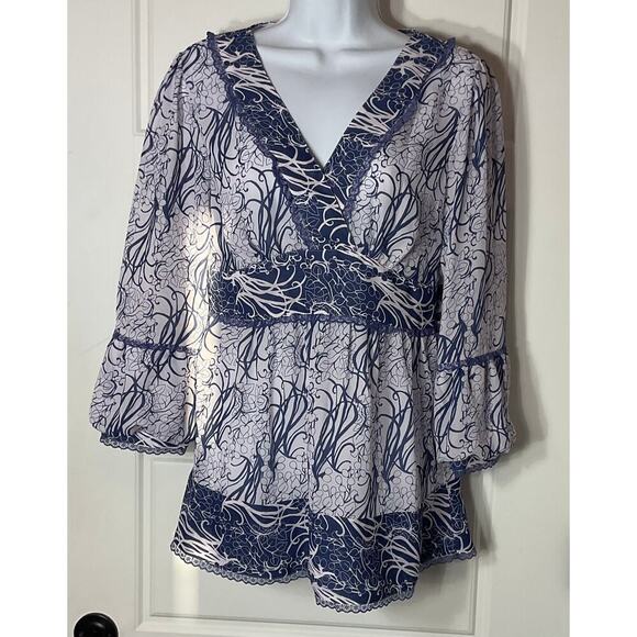 Madison Studio Tops - Madison Studio Blue & White Boho/Peasant/Cottage Tunic 6